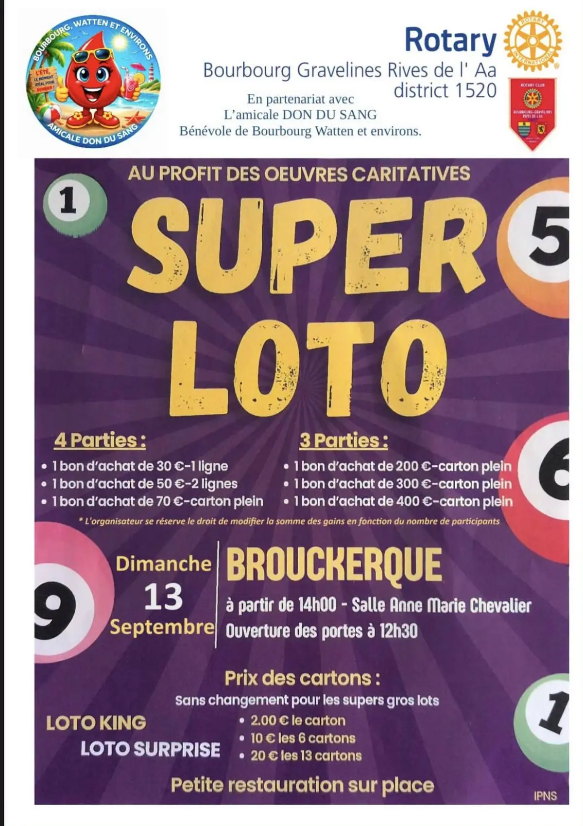 Loto du rotary club de Bourbourg Gravelines 