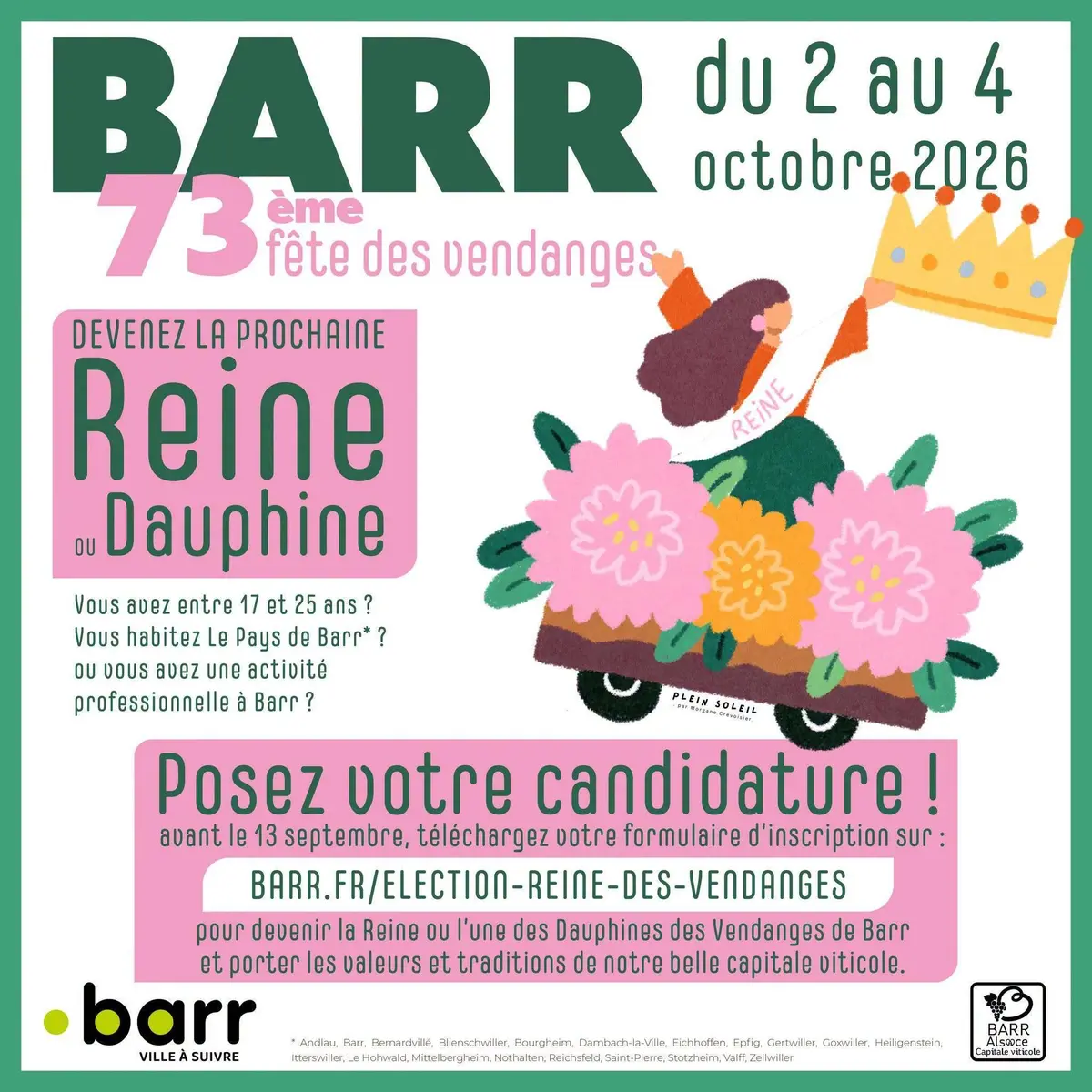 Élection de la Reine des Vendanges de Barr : candidatez pour représenter la capitale viticole alsacienne