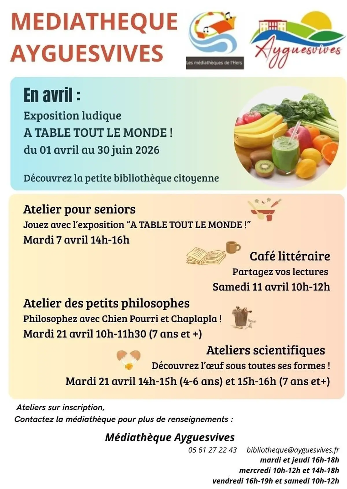 En Avril à La Médiathèque D'Ayguesvives