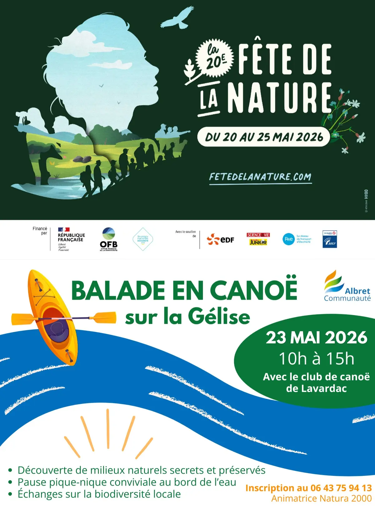 En canoé, sur le site Natura 2000 de la Gélise