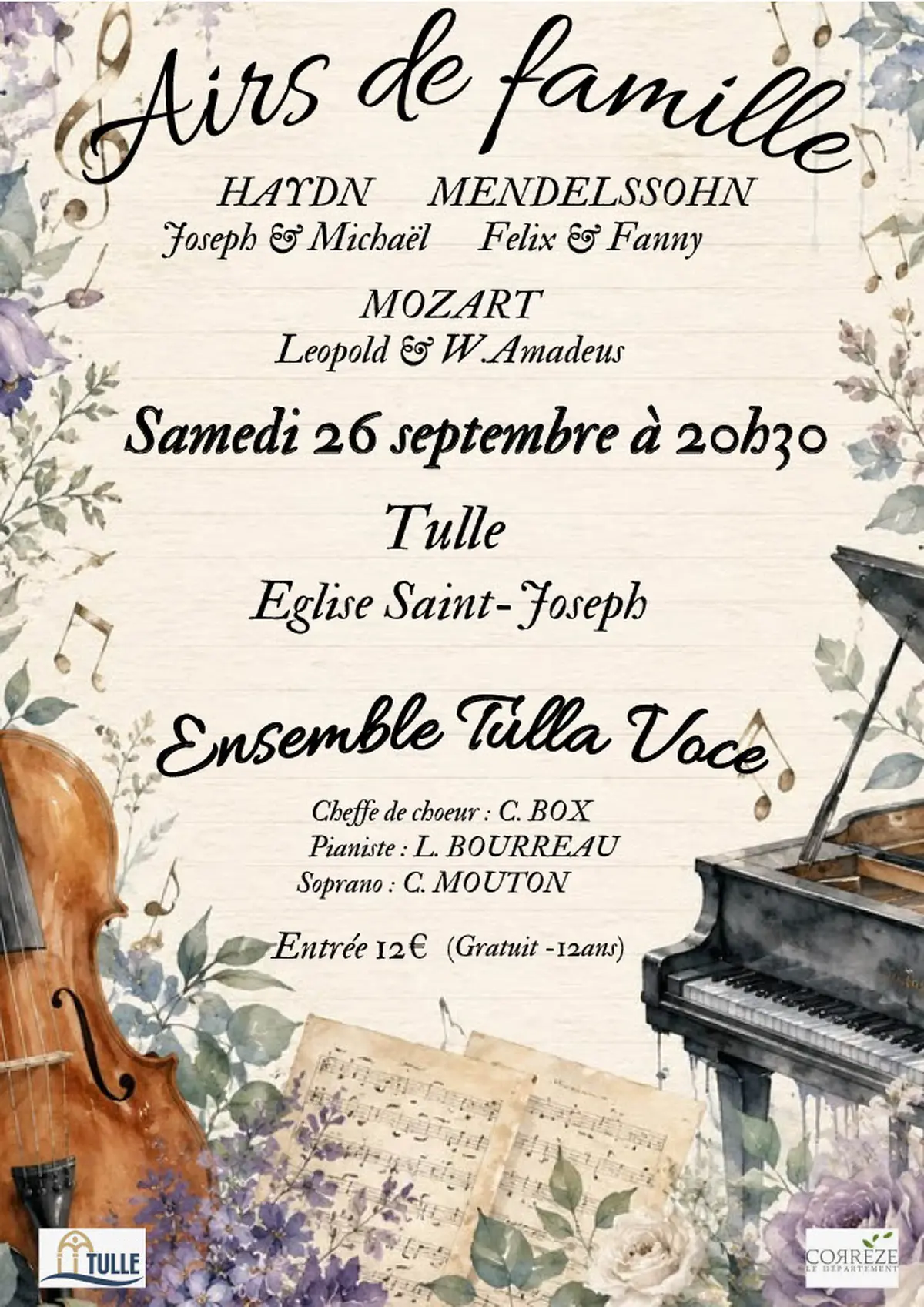 Ensemble Tulla Voce : Concert : Airs de famille chez les Haydn, les Mendelssohn et les Mozart
