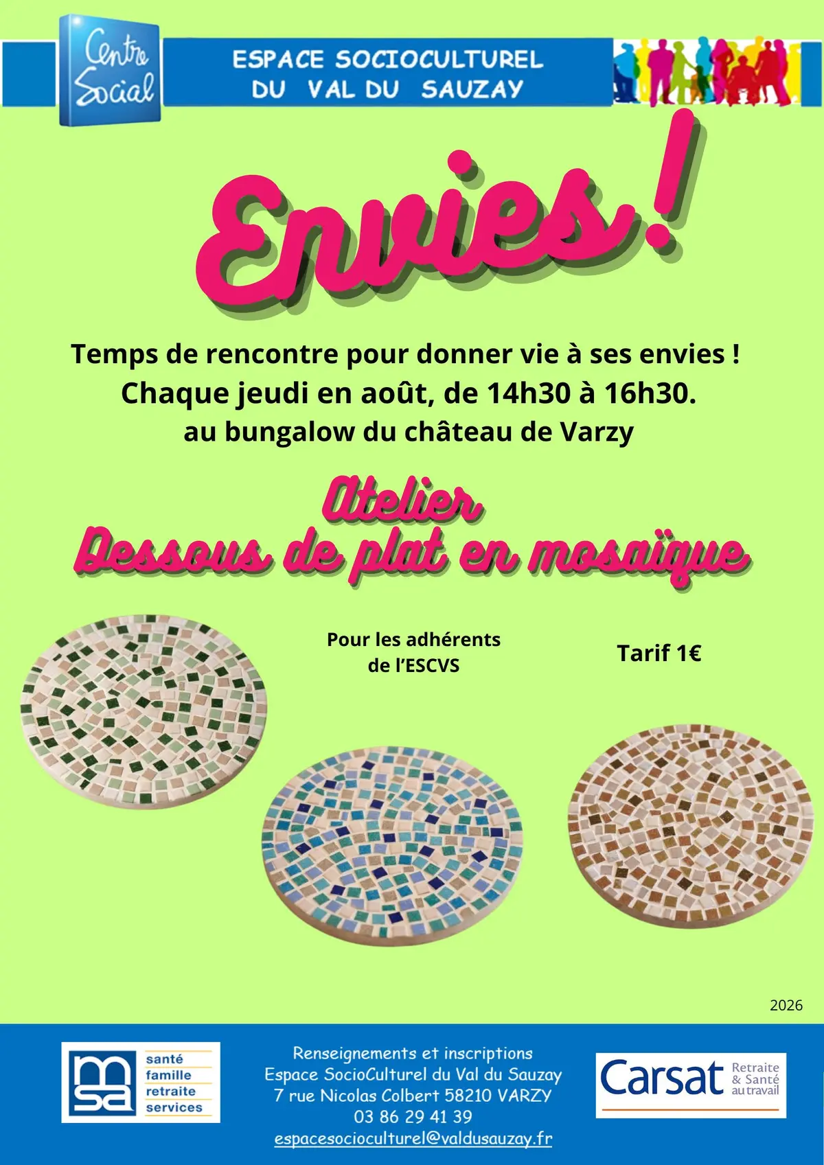 Envies ! Atelier dessous de plat en mosaïque