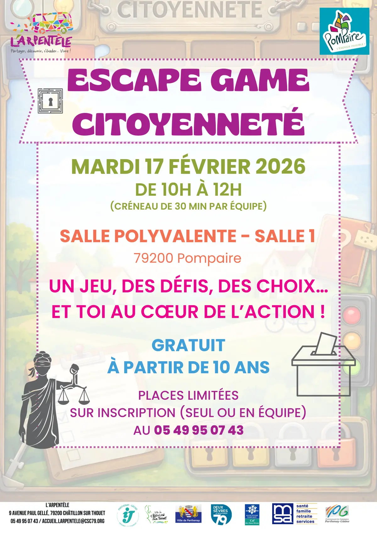 Escape game citoyenneté à Pompaire