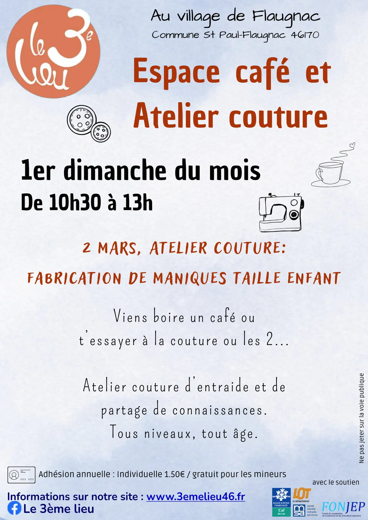 Espace café et atelier couture au 3ème Lieu