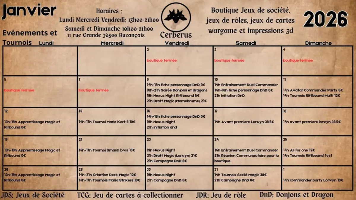 Événements du mois