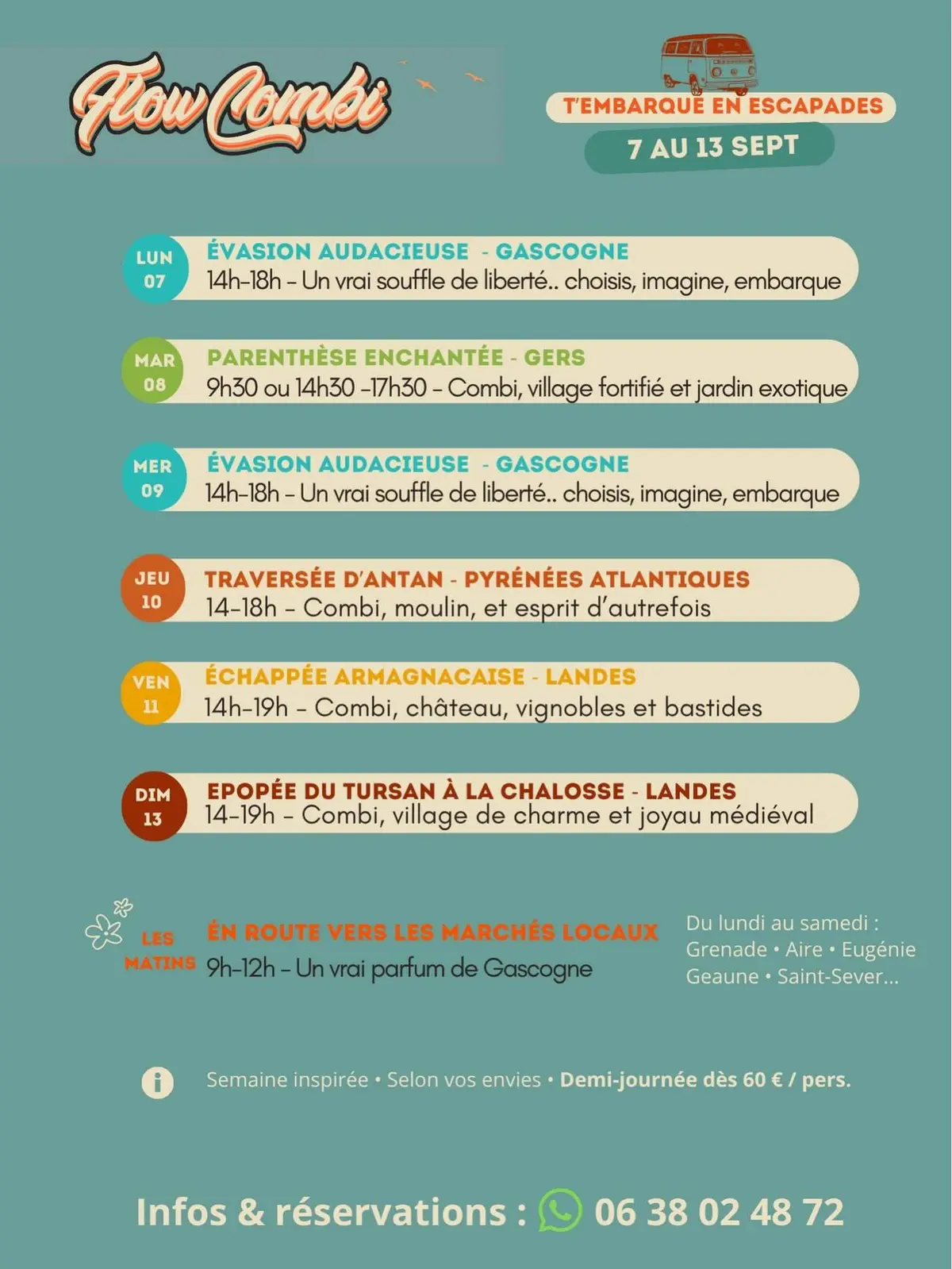 Excursions avec Flow Combi