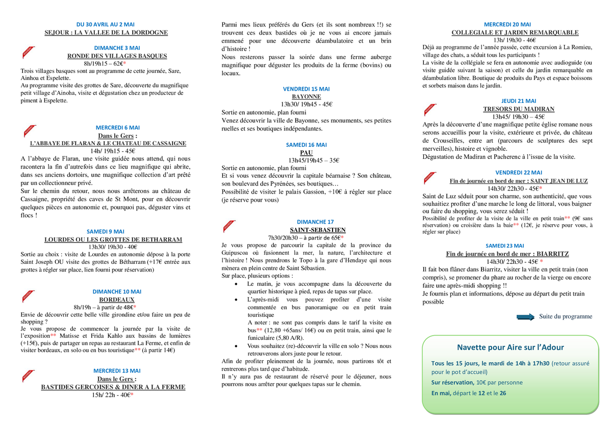 Excursions avec Mochila