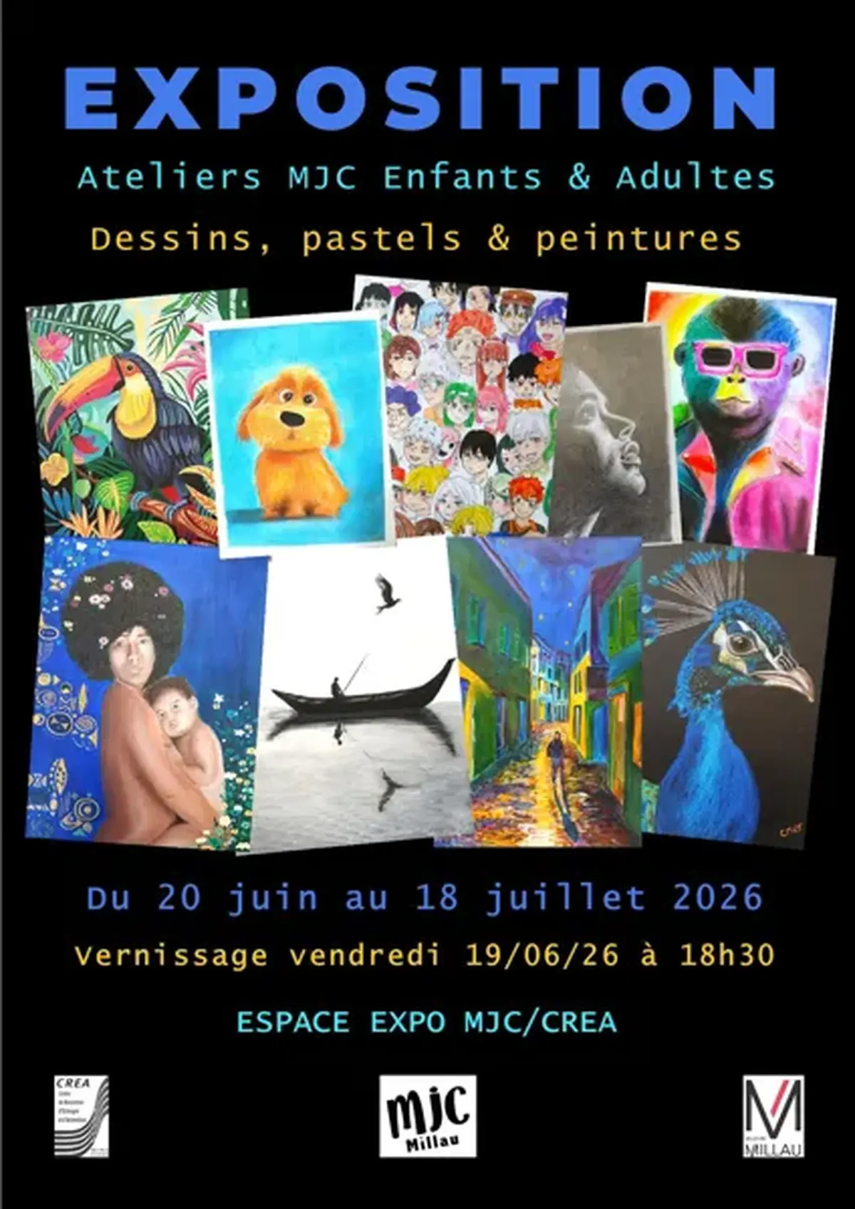 Expo enfants, ados et adultes des ateliers dessin et peinture de la MJC -  Espace MJC / CREA