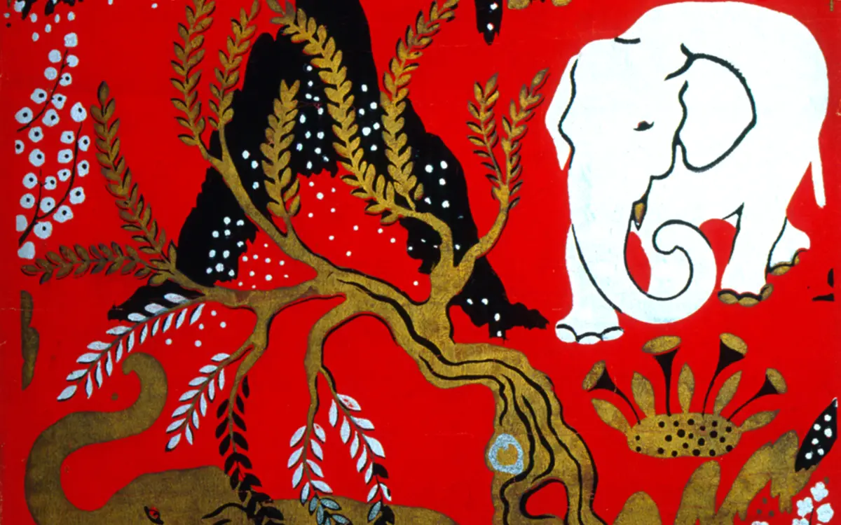 Motif éléphant sur un papier à motif répétitif (1918-1920)