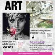 Exposition  Art  de Jessica Limongi Panek créatrice verrière et Jean Luc Panek Artiste peintre - Restaurant Gemelli