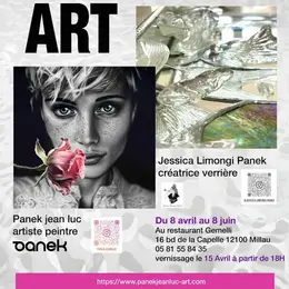 Exposition  Art  de Jessica Limongi Panek créatrice verrière et Jean Luc Panek Artiste peintre - Restaurant Gemelli