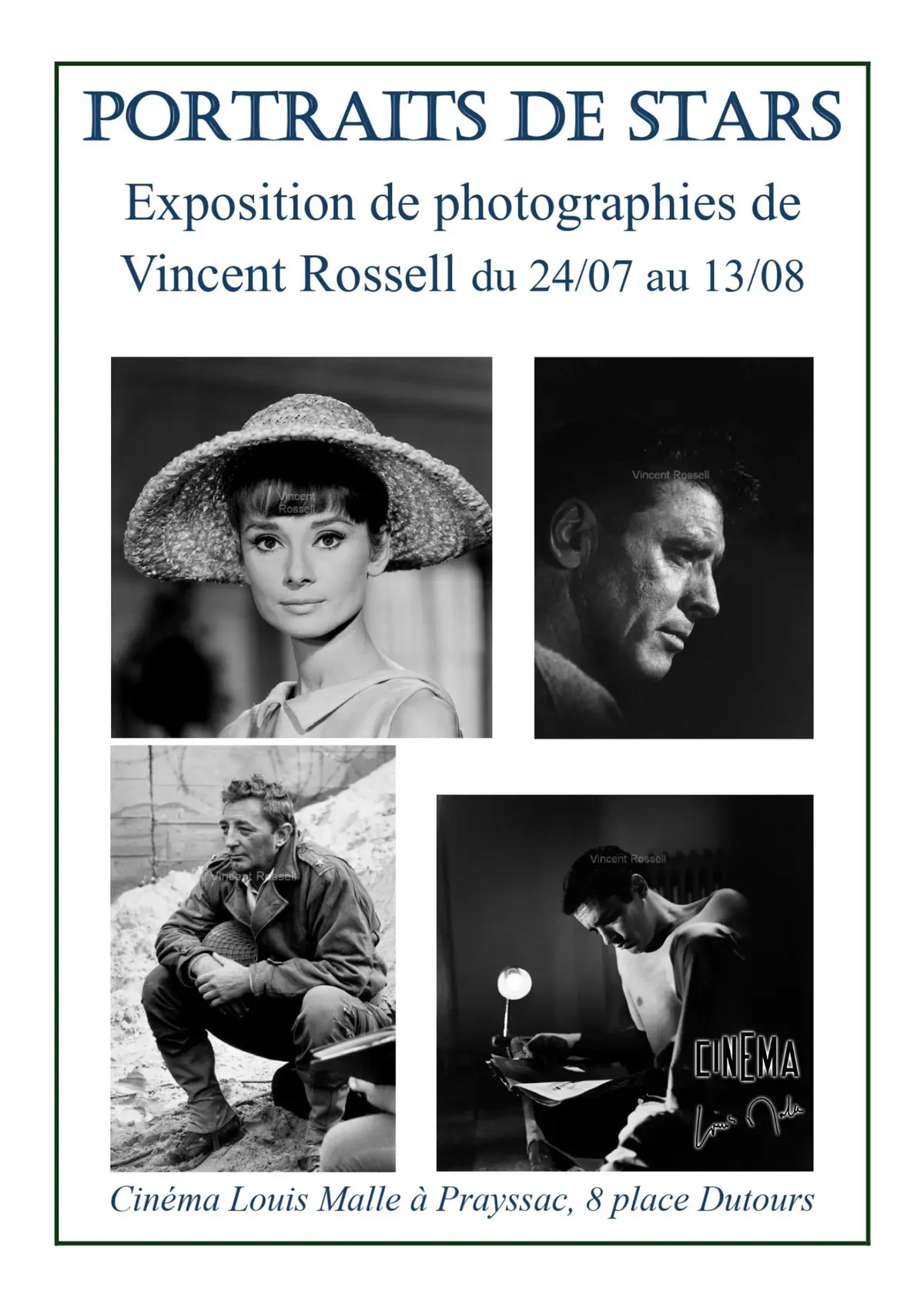 Exposition au cinéma Louis Malle : Portraits de Stars par Vincent Rossell