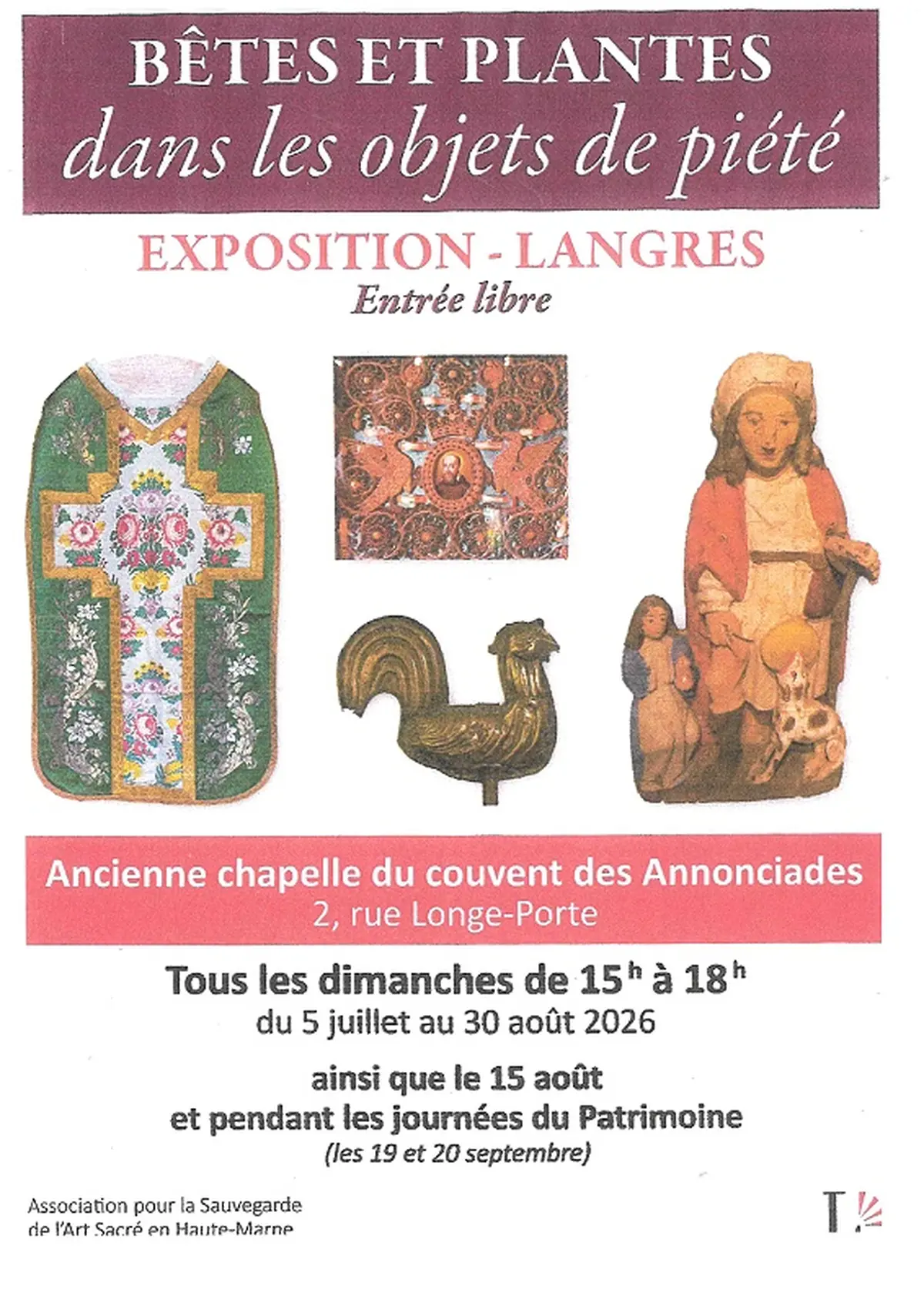 Exposition Bêtes etPlantes dans les objets de piété