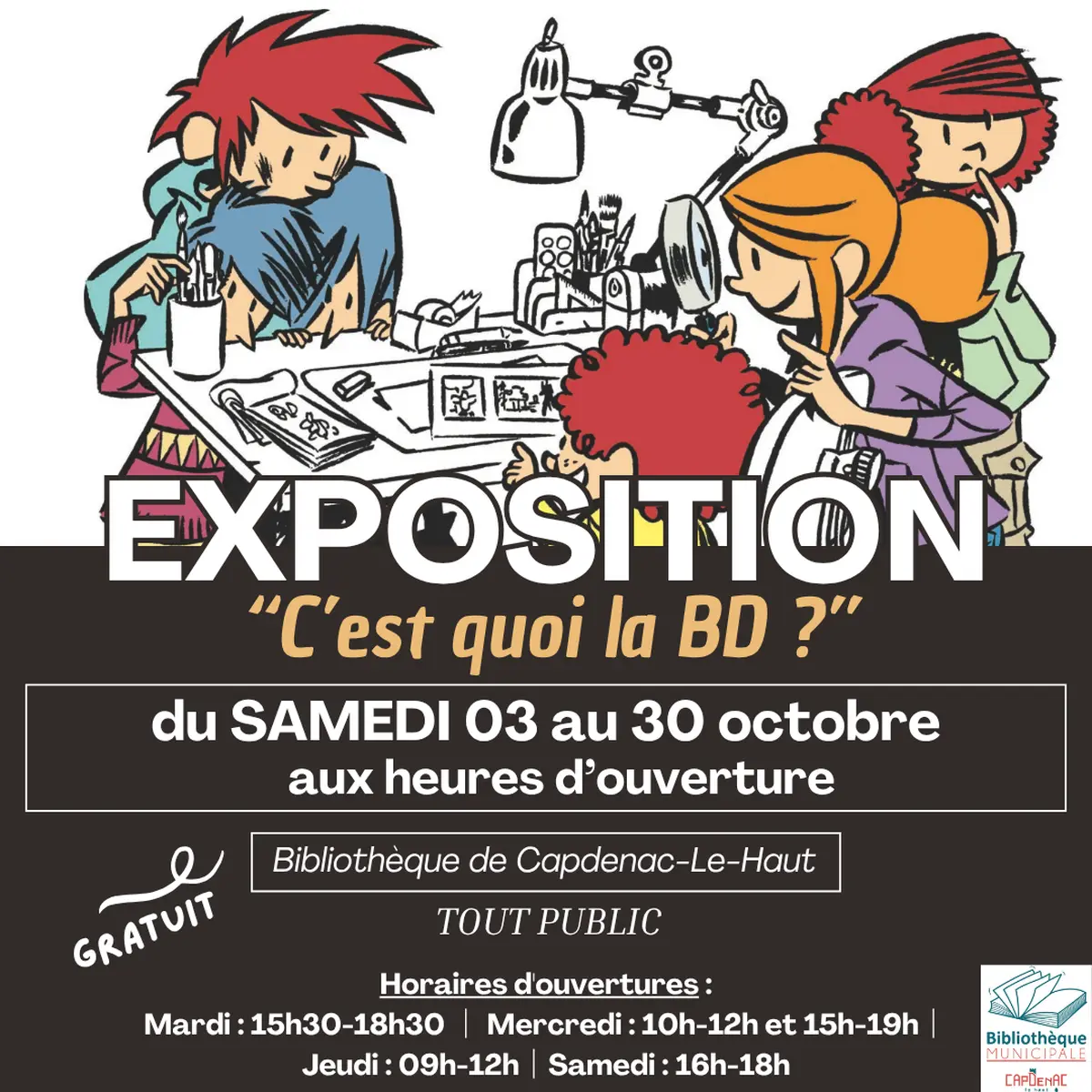 Exposition « C’est quoi la BD » à la Bibliothèque de Capdenac
