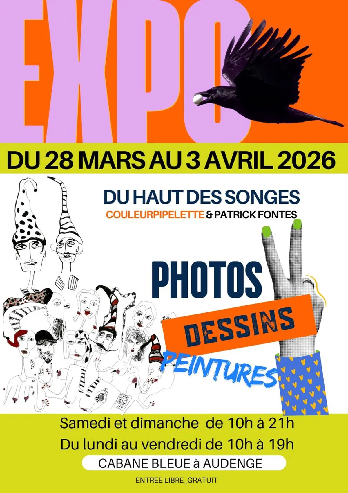 Exposition Cabane Bleue :  Martine Treil et le collectif Du Haut des Songes