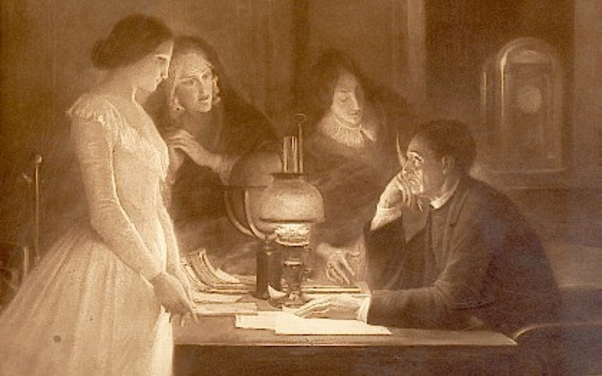 Auguste Comte et ses trois anges par Lionel Royer