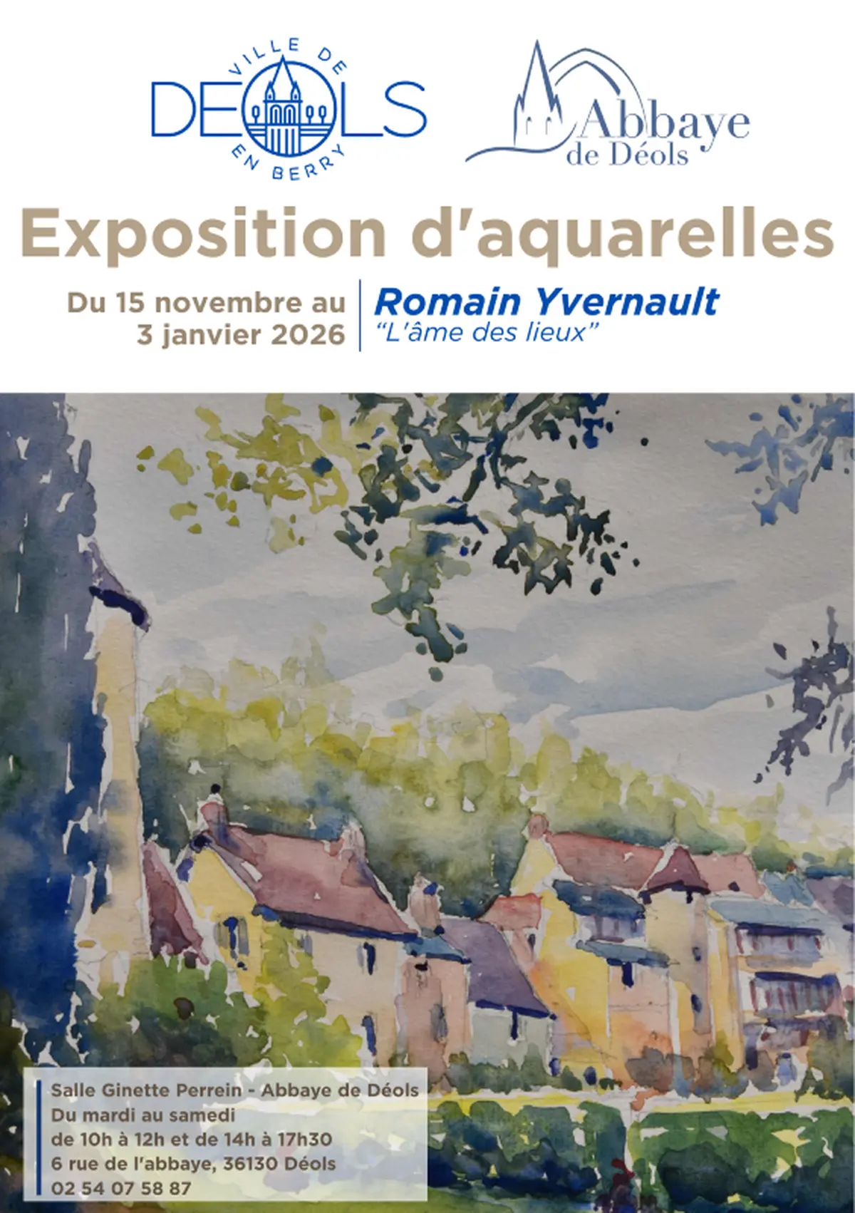 Exposition d'aquarelles de Romain Yvernault L'âme des lieux