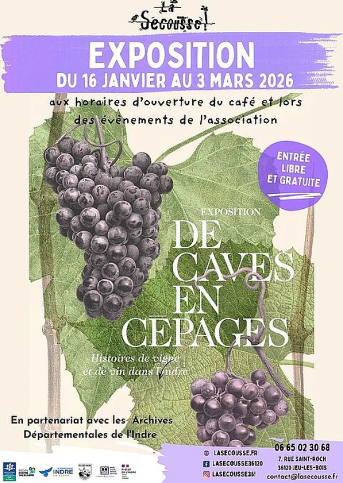Exposition De caves en cépages, histoire de la vigne et du vin dans l'Indre