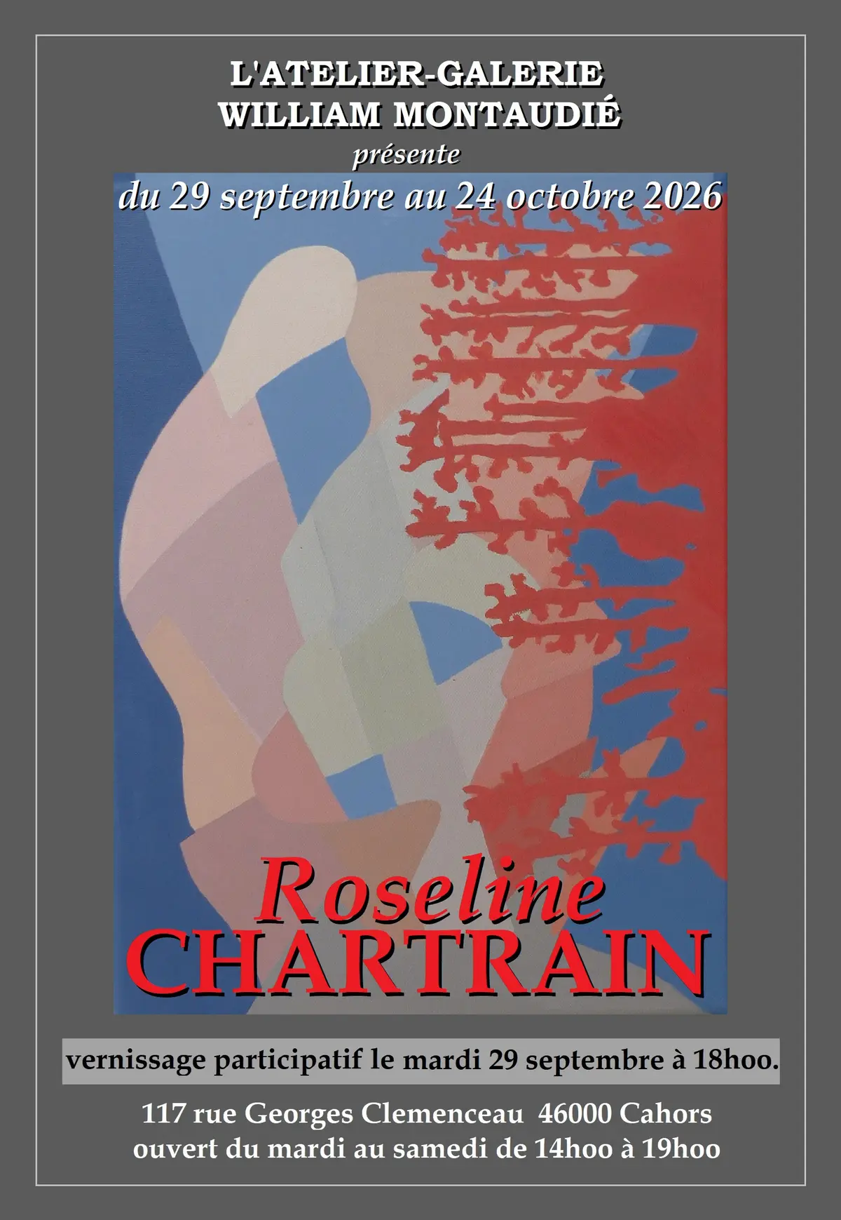 Exposition de Roseline Chartrain à l'atelier-galerie William Montaudié