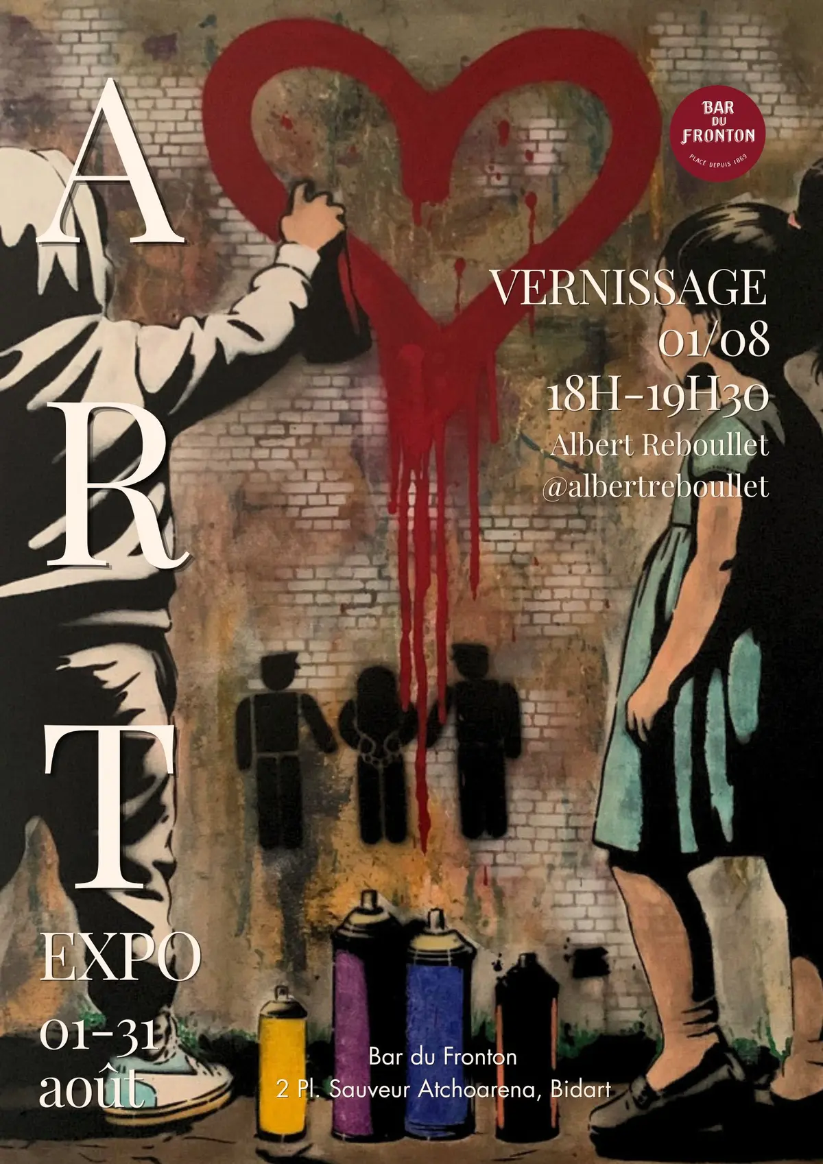 Exposition du l'artiste Albert Reboullet au Bar du Fronton - Vernissage