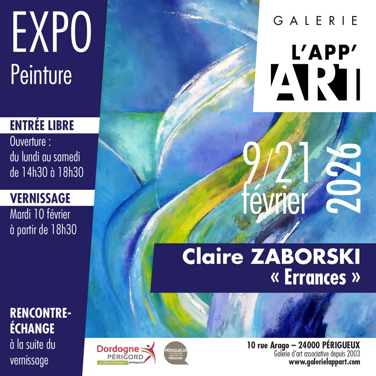 Exposition : Errances de Claire ZABORSKI