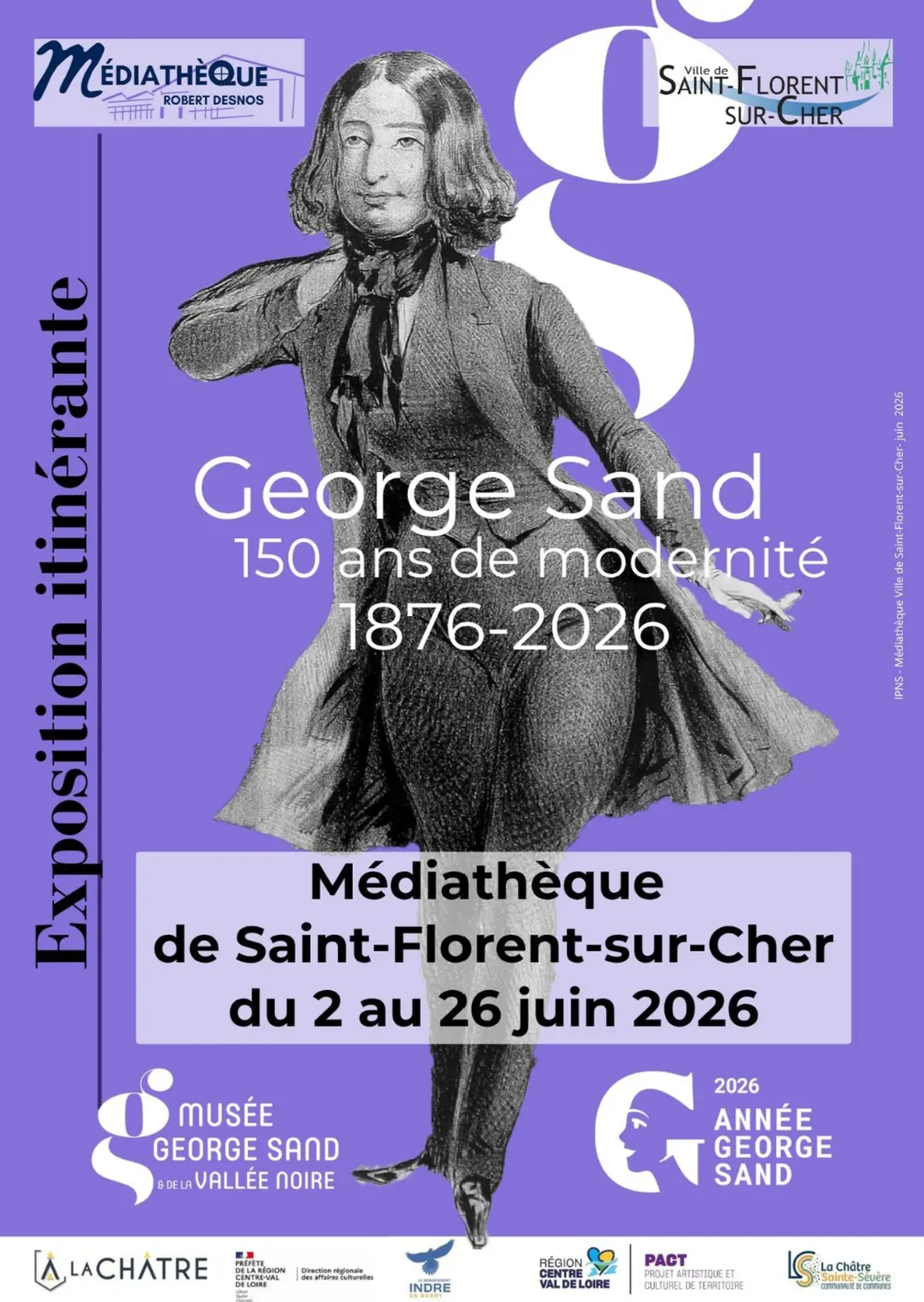 Exposition : George Sand - 150 ans de modernité à la Médiathèque de Saint-Florent-sur-Cher