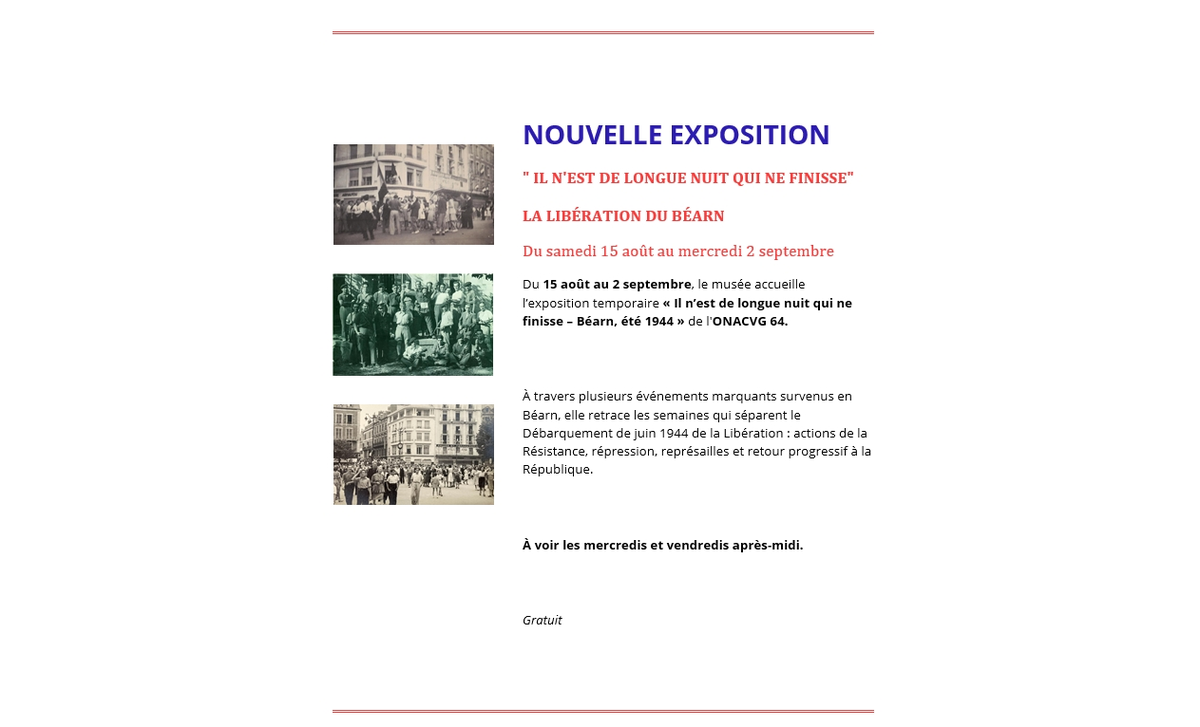 Exposition: Il n'est de longue nuit qui finisse - La libération du Béarn