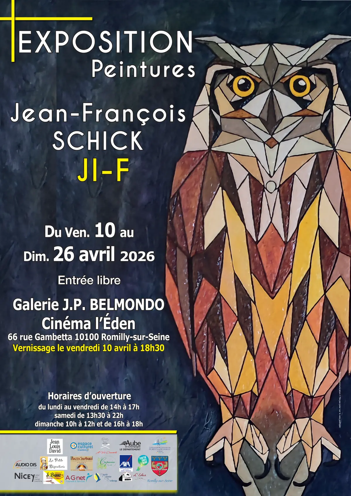 Exposition - Jean-François Schick  à la Galerie Jean-Paul BELMONDO de Romilly-sur-Seine