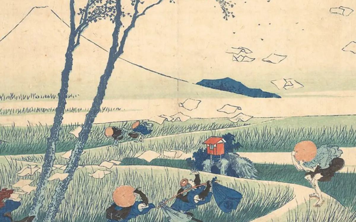 Le coup de vent dans les rizières d’Ejiri dans la province de Suruga, Hokusai