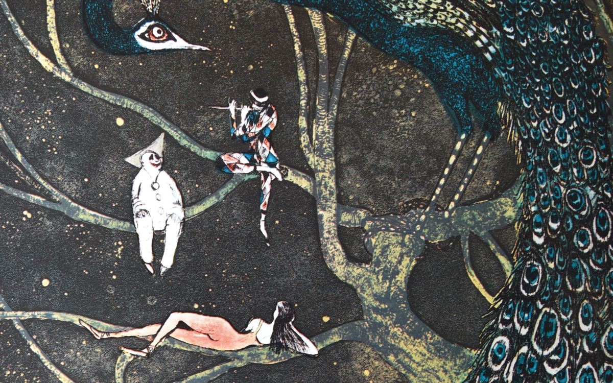 Carte reproduisant l’affiche de Lars Bo pour le parc d’attractions Tivoli à Copenhague, 1979.