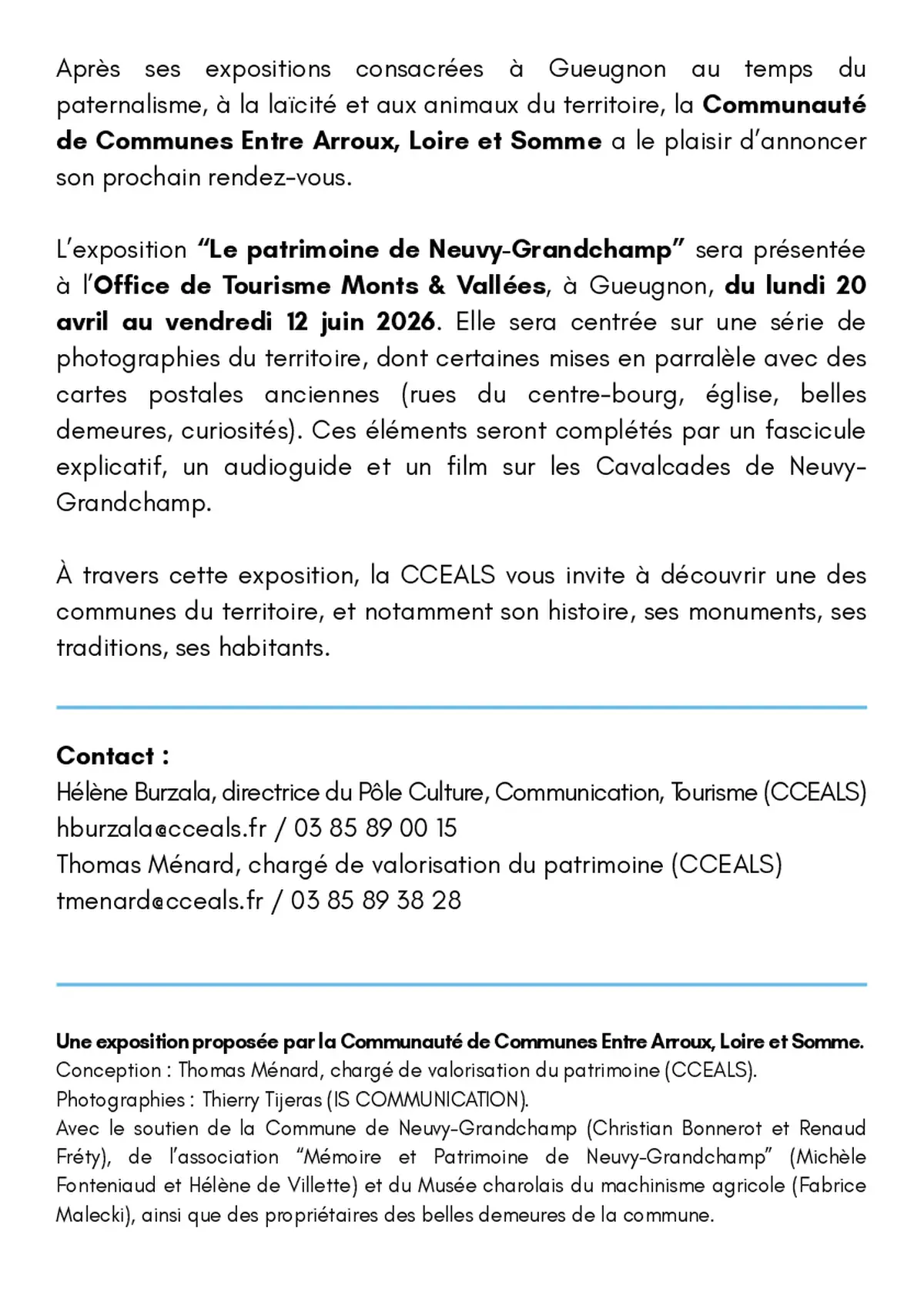 Exposition Le patrimoine de Neuvy-Grandchamp