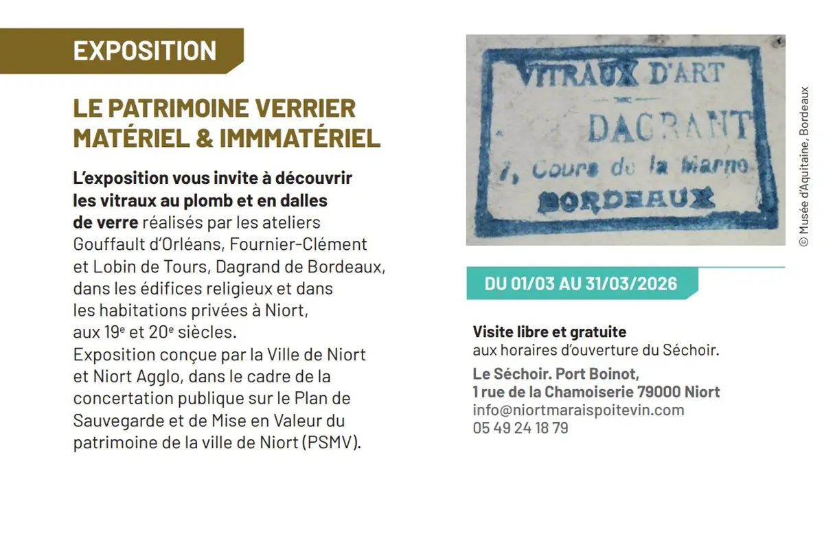 Exposition Le patrimoine verrier matériel & immatériel à Niort