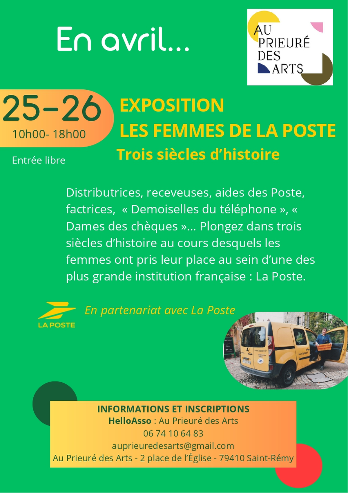 Exposition Les femmes de la poste, trois siècles d'histoire au Prieuré des Arts à Saint-Rémy
