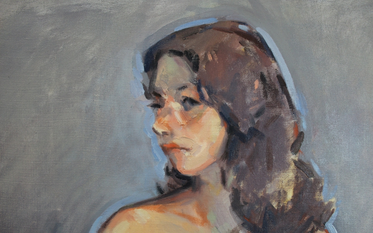 portrait - détail de La robe de Carat huile sur toile 146 x 114 cm