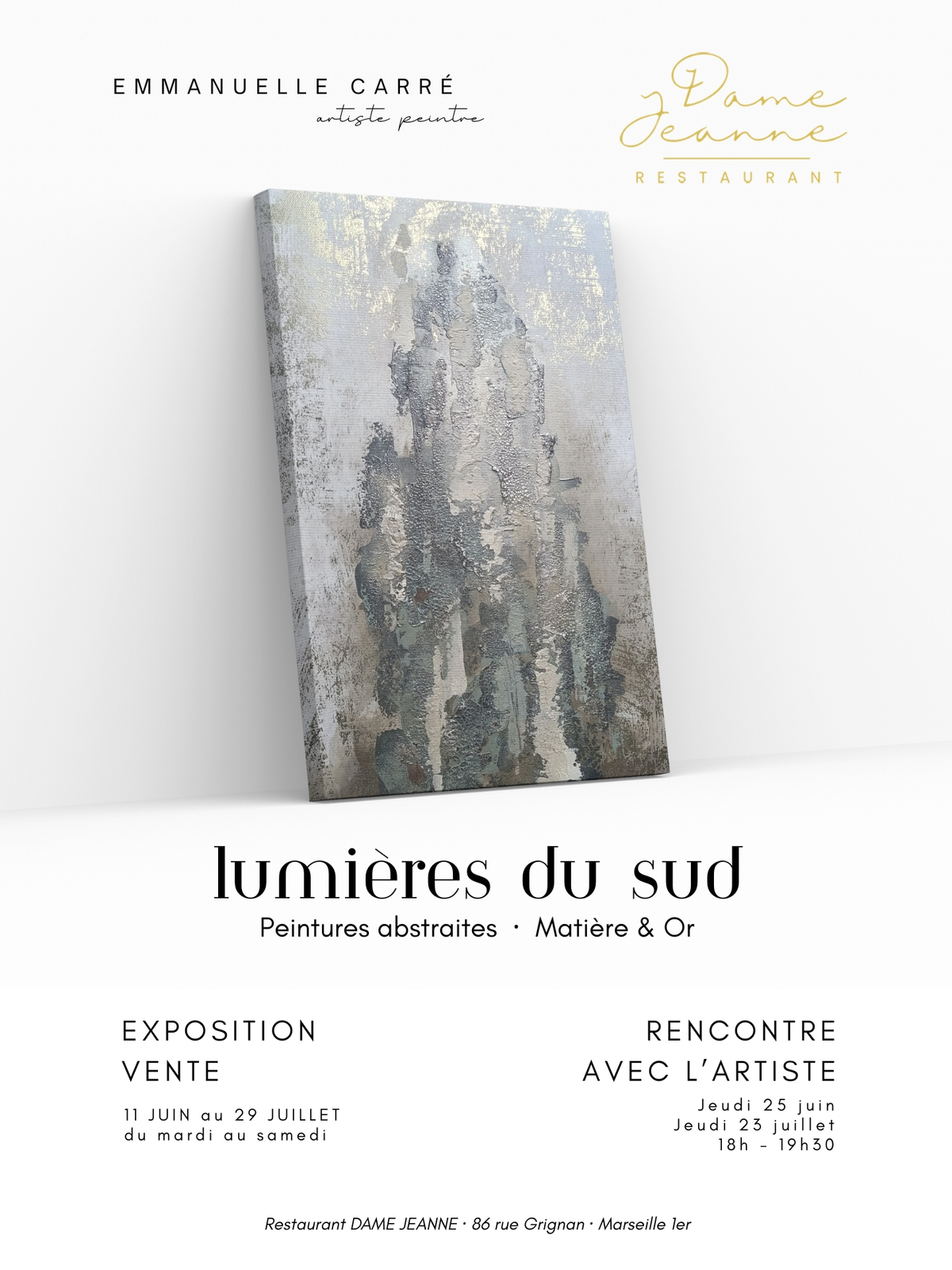 Exposition peinture  Lumières du Sud & rencontres avec l'artiste Emmanuelle Carré