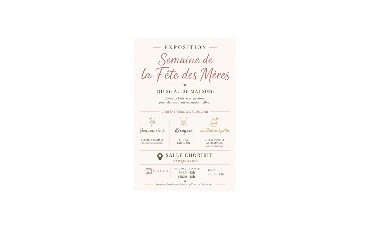 Exposition semaine fête des mères.
