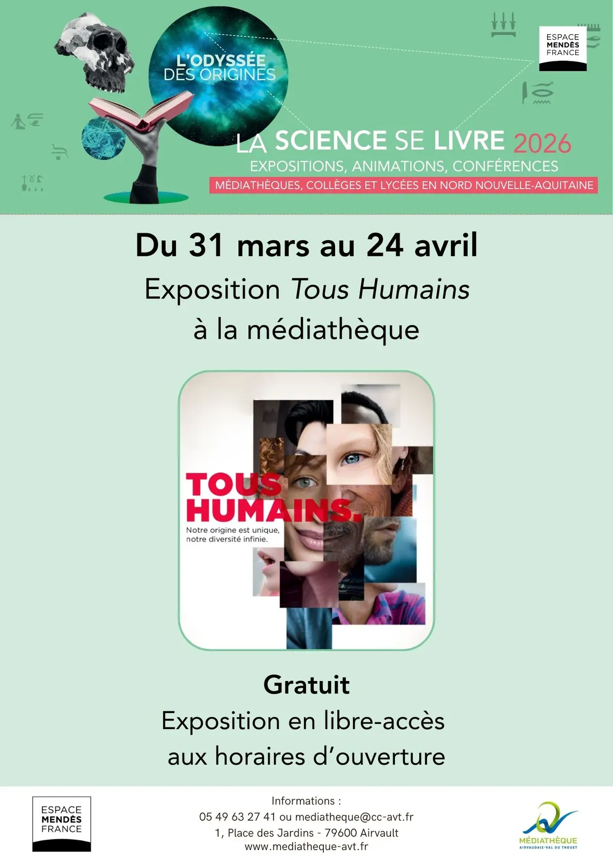 Exposition Tous Humains à la Médiathèque