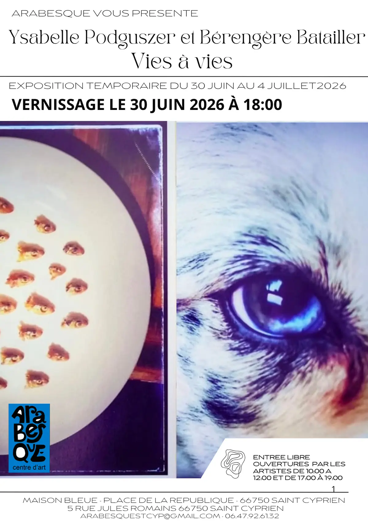Exposition Vies à Vies De Ysabelle Podguszer Et Bérengère Batailler  –– Chez Arabesque