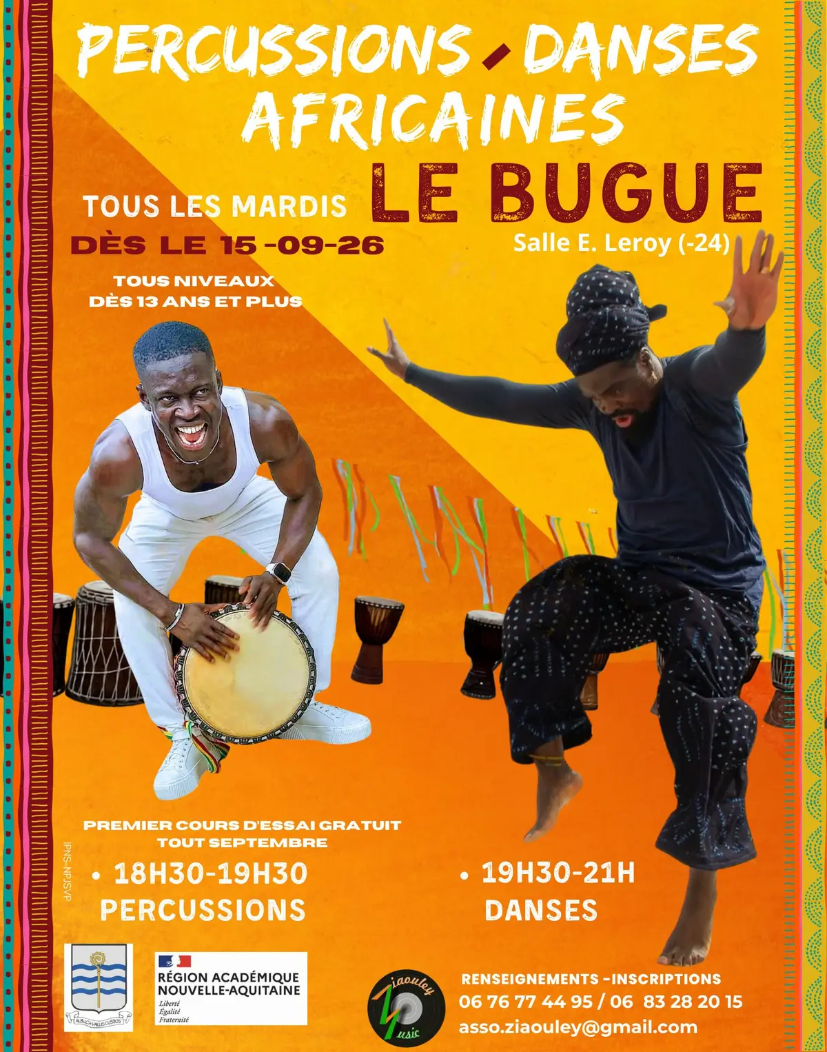 Cours de percussions et danses Africaines