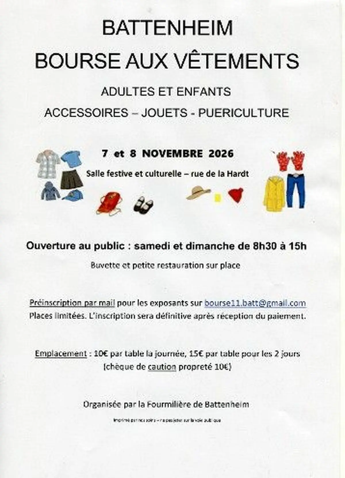 Bourse vêtements tout âge -puériculture -jouets 