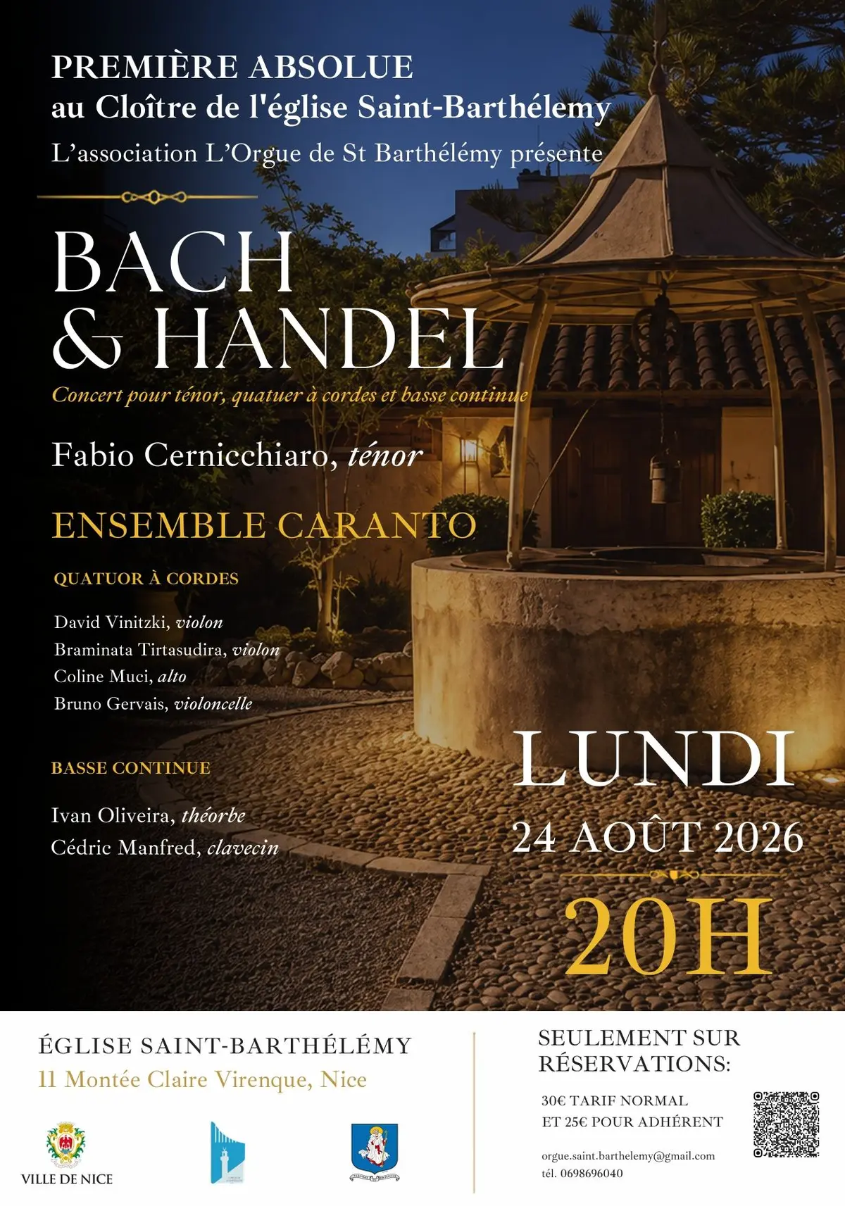Concert exceptionnel dans le Cloitre de Saint Barthélémy à Nice