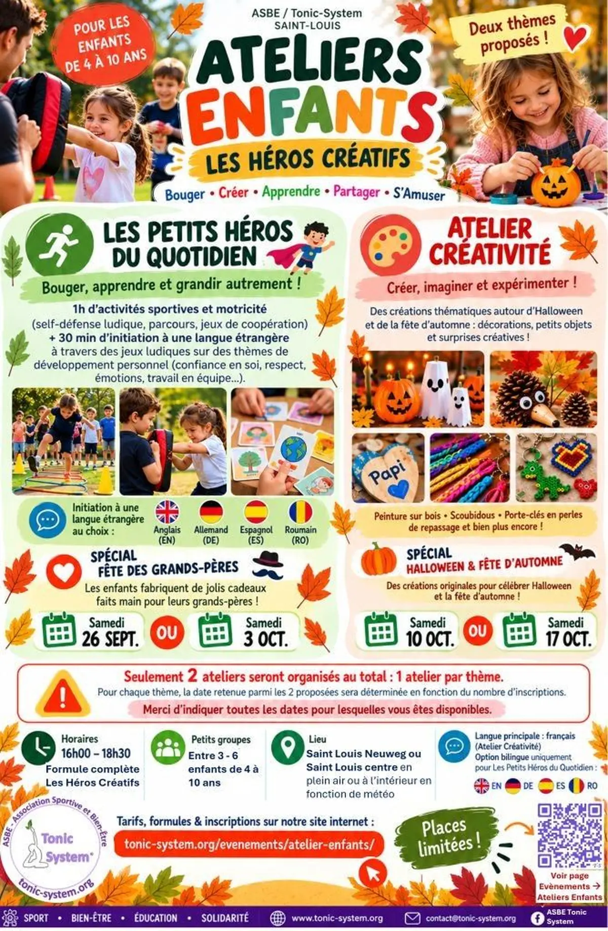 Ateliers et stages LES HÉROS CRÉATIFS, spécial fête des grands-pères & Halloween