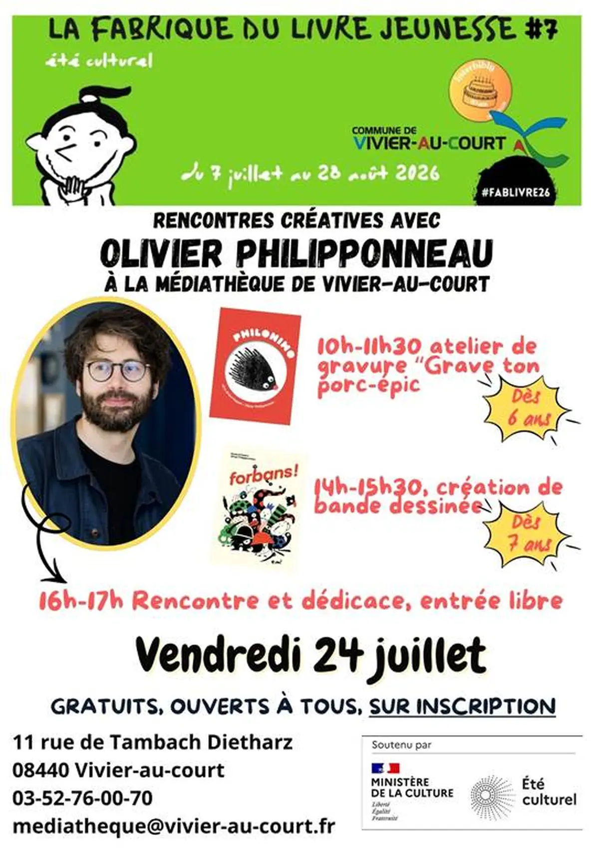 Fabrique du Livre Jeunesse : rencontres créatives avec Olivier Philipponneau