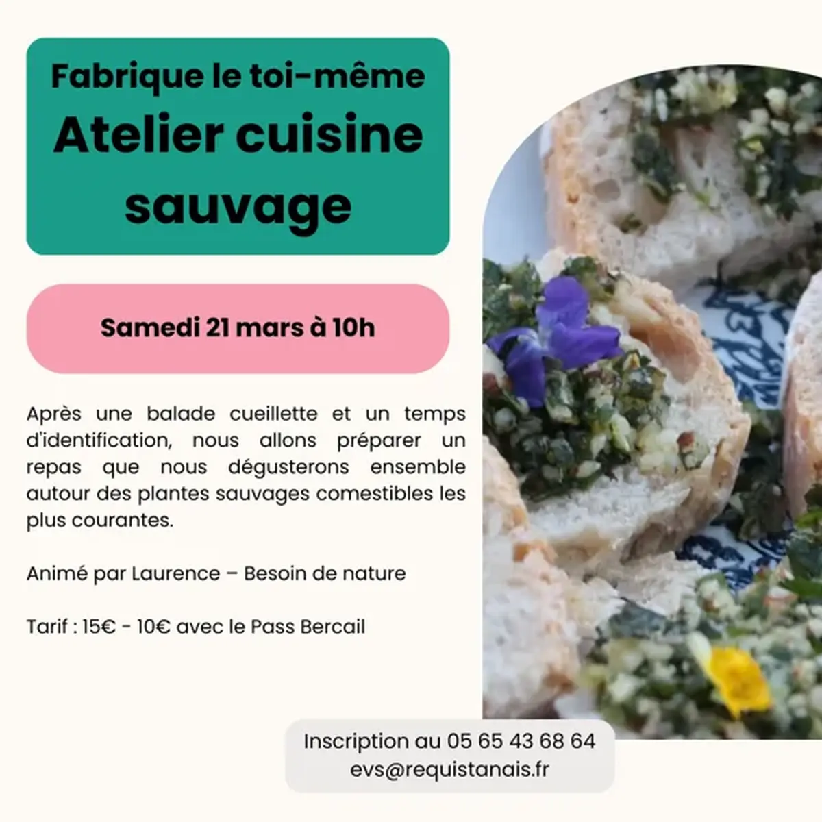 Fabrique le toi-même : Atelier Cuisine sauvage – lieu à définir