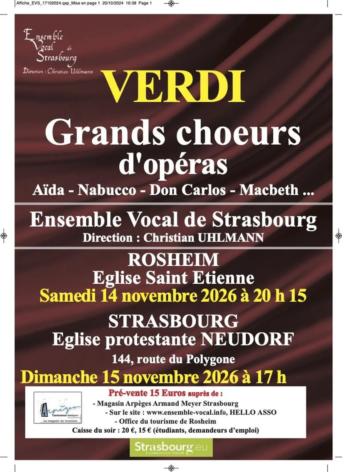 Concert de l'ensemble vocal de Strasbourg