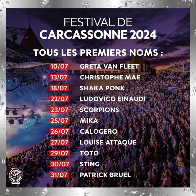 Les premiers noms de l\'édition 2024 du Festival de Carcassonne