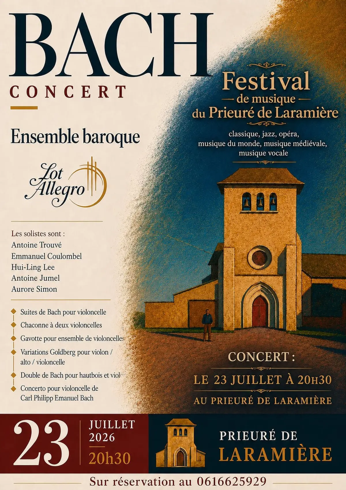 Festival de musique  au Prieuré de Laramière : concert de Bach par Lot Allegro
