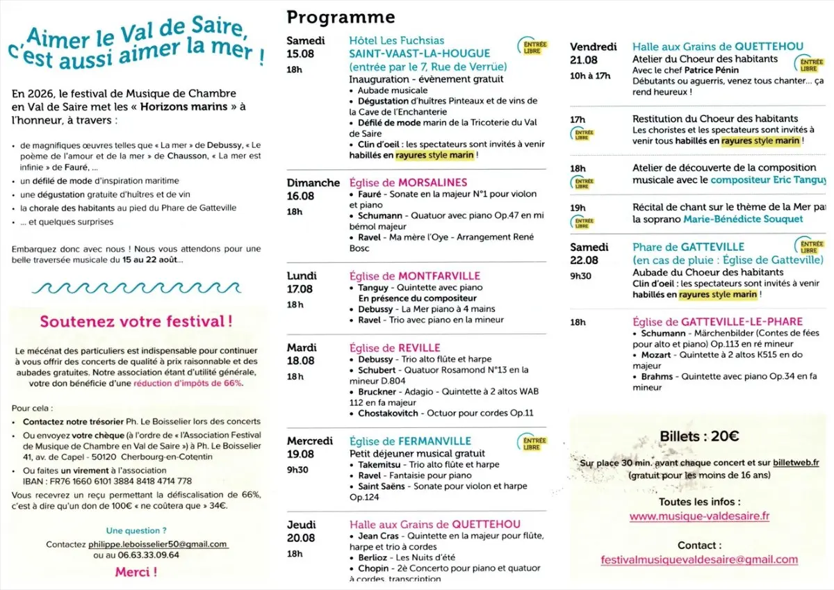 Festival de Musique de Chambre en Val de Saire : Concert de clôture à Gatteville-Le-Phare