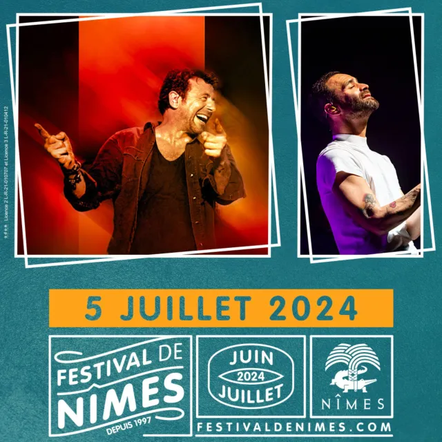 Patrick Bruel et Ycare au Festival de Nîmes 2024.