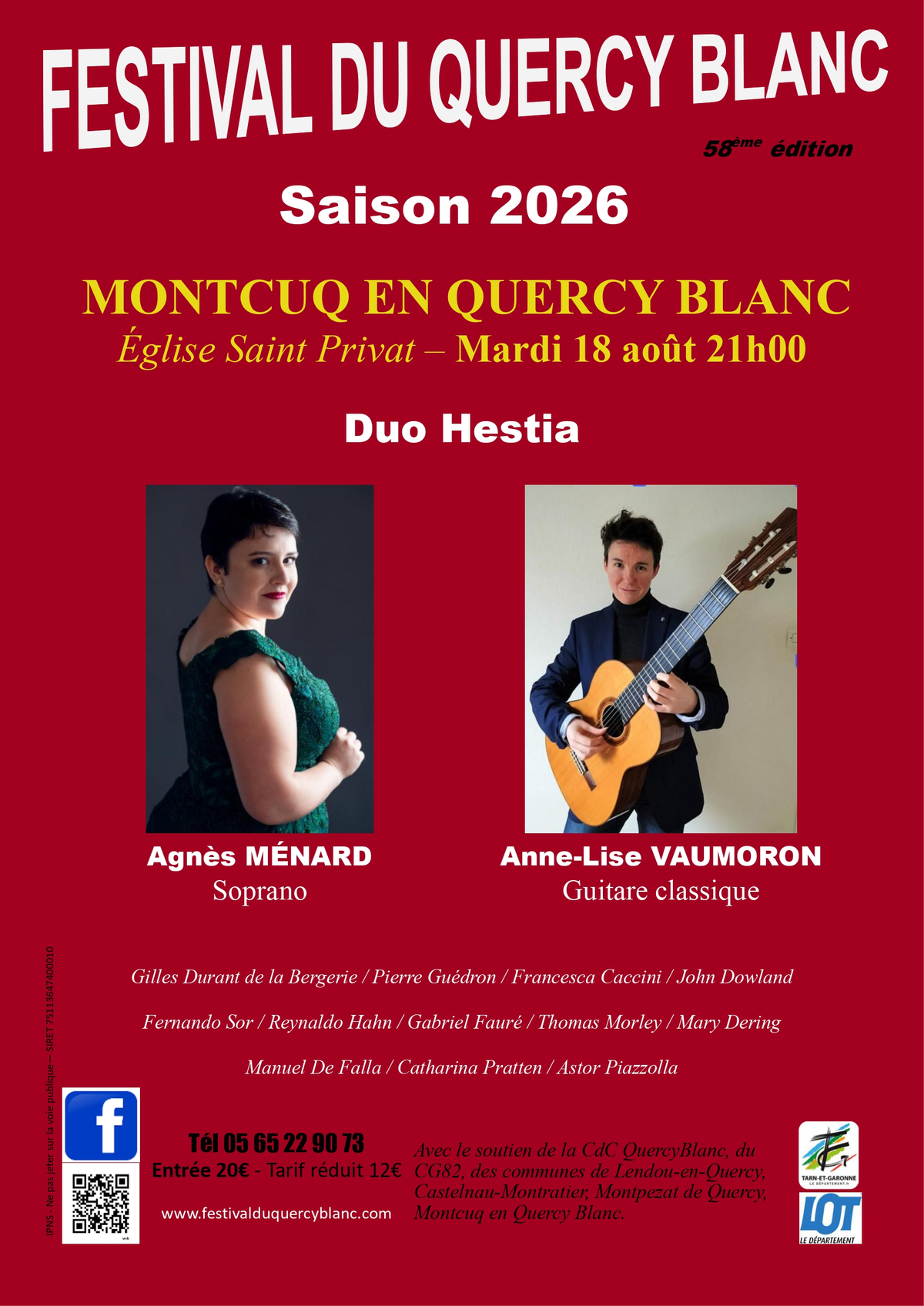 Festival du Quercy Blanc : Duo soprano et guitare classique